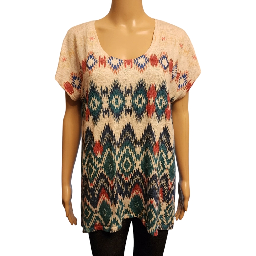Nouvida Western Cap Sleeve Knit Top Size L